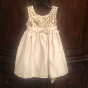 Cream Satin and Sequin Dress
